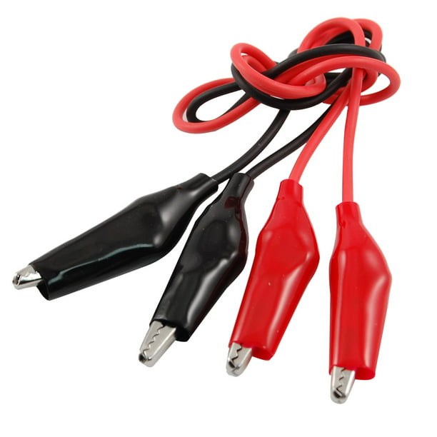 Pair of Crocodile Clip Insulated Black Red Cable Alligator Test Leads DIY